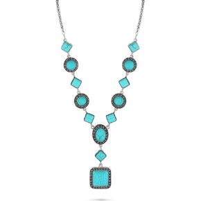 Stauer Durango Collection Necklace – Elegant Oxidized Silver Necklace with 13 Blue Howlite Stones - Southwest-Inspired Womens Jewelry