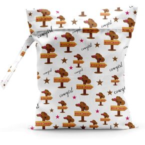 Pykfrhh Wet Bag, Waterproof Wet Dry Bag, Reusable Wet Bags for Travel, Yoga, Beach, Swimsuits, Wet Clothes, Toiletries, Towels, Cloth Diapers, Western Gym Bag, Western Country Stuff Cowgirl Gifts