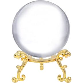 LONGWIN 60mm(2.4inch) Crystal Ball Solid Photography Glass Ball Spere with Golden Flower Stand Magic Ball