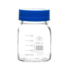 United Scientific™ SIMAX BSWM500 GL80 Leakproof Media/Storage Bottles, Wide Mouth, Square, 3.3 Borosilicate Glass, 500mL, Pack of 10