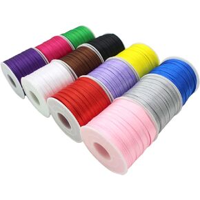 Jesep Yong Soild Satin Ribbon 1/8-1200Yards-Boutique Gift Wrapping Package Assorted Thin Ribbon-Fabric Craft Colorful Ribbon Assortment for Balloons-Florists-Showers-Birthday Deco Ribbon (Pack of 12)