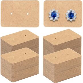 fuceury 300 Pieces Earring Display Cards for Selling, Earring Holder Cards for Earrings Necklace Jewelry Display, 1.1x1.6 Inches (Brown)
