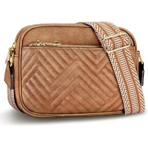 EFADSATCH Small Crossbody Bags for Women Leather Purse Handbag with Wide Shoulder Strap