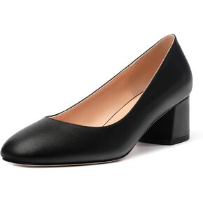 RLYGHWAO Womens Round Closed Toe Low Heels Fashion Slip On Comfort Solid Matte Pumps
