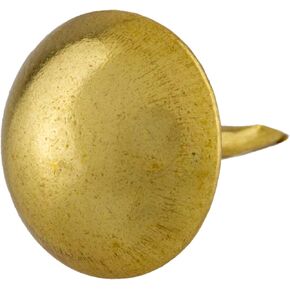 Brass Plated Finish Plain Dome Shape Head Upholstery Tacks | 7/16" Diameter × 5/8" Long | Pack of 50 | Decorative Nail Heads for Furniture | S-1050 (1)