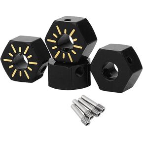 RZXYLRC 4PCS Black Coating Brass 12MM Wheel Hex Hubs Drive Adaptors for 1/10 RC Crawler Axial SCX10 PRO SCX10 III UTB10 Capra Upgrade