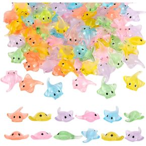 GGSTDDUP 120 PCS Miniature Sting Ray Statues, Mini Sting Ray Fish Cake Decoration, Mini Sting Ray Fish Marine Animal Toy Cake Decoration, Doll House Garden Decoration DIY Crafts (6 Colors)