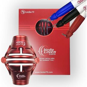 BIRDIE79 Premium Quality360-Degree+180-Degree Combined Birdie Liner Drawing Alignment Tool Kit- 360-Degree Triple 3-Line Golf Ball Marker with Gift Box Including 3 Marker Pens-Patent Pending.