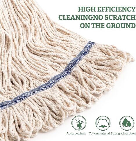 استبدال رأس الممسحة العالمية من Eyliden، ممسحة تنظيف ذات نهاية دائرية من القطن الصناعي الرطب، رؤوس ممسحة قابلة لإعادة الاستخدام وقابلة للغسل لرؤوس الممسحة شديدة التحمل (أبيض، 1) in Kuwait