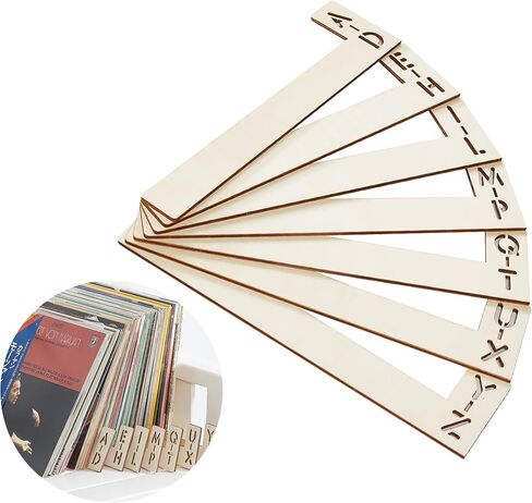 Vinyl Record Dividers 7 Pieces LP Alphabetical a-z Dividers Wooden Record Alphabet Separator Alphabetize Organizer for Album CD DVD Media Book Shelf Storage in Saudi Arabia