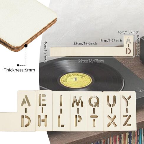 Vinyl Record Dividers 7 Pieces LP Alphabetical a-z Dividers Wooden Record Alphabet Separator Alphabetize Organizer for Album CD DVD Media Book Shelf Storage in Saudi Arabia