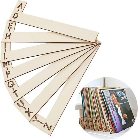 Vinyl Record Dividers 7 Pieces LP Alphabetical a-z Dividers Wooden Record Alphabet Separator Alphabetize Organizer for Album CD DVD Media Book Shelf Storage in Saudi Arabia