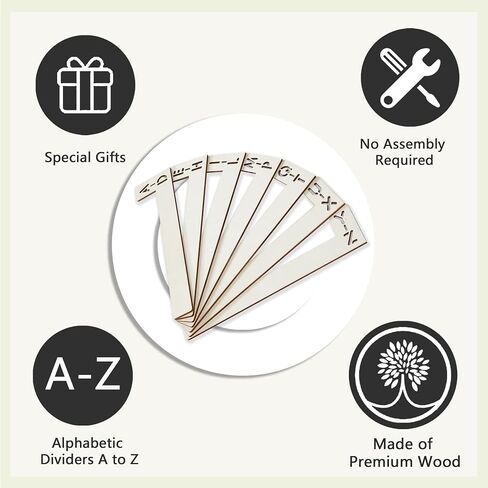 Vinyl Record Dividers 7 Pieces LP Alphabetical a-z Dividers Wooden Record Alphabet Separator Alphabetize Organizer for Album CD DVD Media Book Shelf Storage in Saudi Arabia