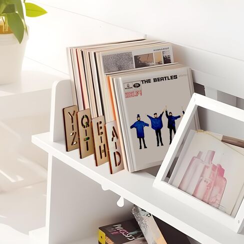 Vinyl Record Dividers 7 Pieces LP Alphabetical a-z Dividers Wooden Record Alphabet Separator Alphabetize Organizer for Album CD DVD Media Book Shelf Storage in Saudi Arabia