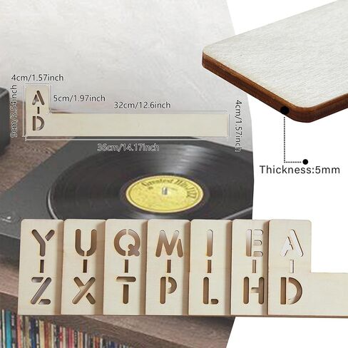 Vinyl Record Dividers 7 Pieces LP Alphabetical a-z Dividers Wooden Record Alphabet Separator Alphabetize Organizer for Album CD DVD Media Book Shelf Storage in Saudi Arabia