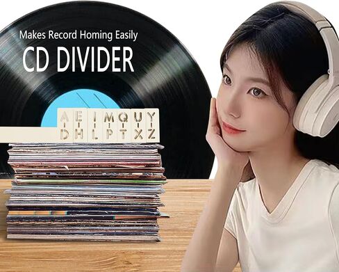 Vinyl Record Dividers 7 Pieces LP Alphabetical a-z Dividers Wooden Record Alphabet Separator Alphabetize Organizer for Album CD DVD Media Book Shelf Storage in Saudi Arabia