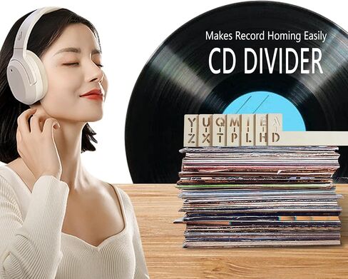 Vinyl Record Dividers 7 Pieces LP Alphabetical a-z Dividers Wooden Record Alphabet Separator Alphabetize Organizer for Album CD DVD Media Book Shelf Storage in Saudi Arabia