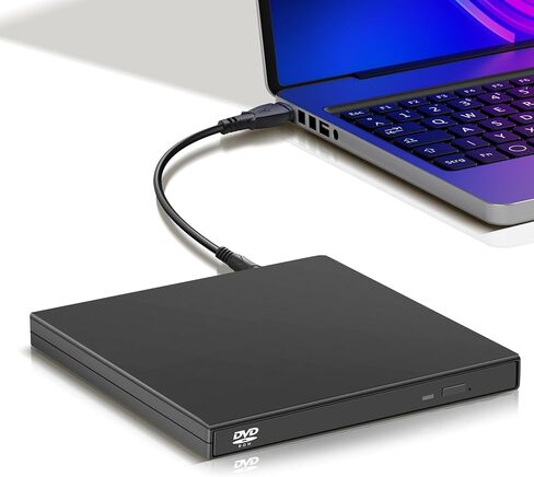 YAODHAOD External CD DVD Drive, USB 2.0 Portable Optical Disc Drive, CD RW Reader DVD Player for Laptop Desktop PC Mac Windows 11/10/8/7, Mac, Linux OS in Saudi Arabia