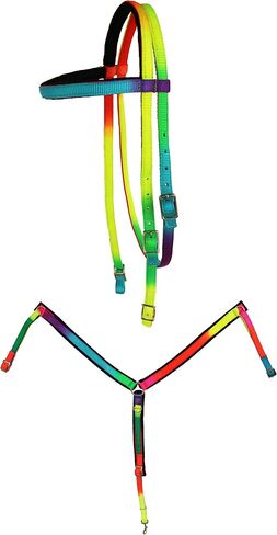 Horse Nylon Bridle Rainbow Gaming Contest Riders Headstall Breast Collar 601RBB in Saudi Arabia