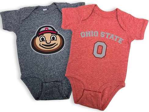 Two Feet Ahead Ohio State Buckeyes 2 Pack Baby Bodysuit Creeper Newborn Infants مرخص رسميًا (أوهايو ستيت باكيز، 6 أشهر) in Kuwait
