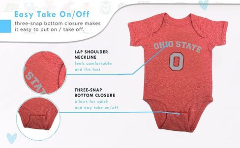 Two Feet Ahead Ohio State Buckeyes 2 Pack Baby Bodysuit Creeper Newborn Infants مرخص رسميًا (أوهايو ستيت باكيز، 6 أشهر) in Kuwait
