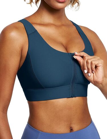Ewedoos High Impact Sports Bras for Women High Support Zip Front Large Bust Workout Sports Bras with Adjustable Straps in Saudi Arabia
