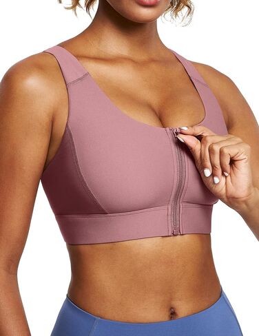 Ewedoos High Impact Sports Bras for Women High Support Zip Front Large Bust Workout Sports Bras with Adjustable Straps in Saudi Arabia