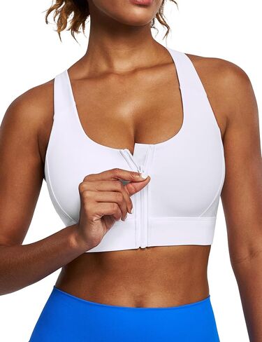 Ewedoos High Impact Sports Bras for Women High Support Zip Front Large Bust Workout Sports Bras with Adjustable Straps in Kuwait
