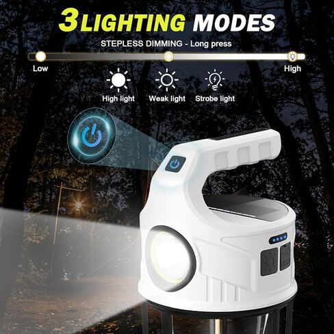 مصابيح يدوية قابلة لإعادة الشحن، فانوس التخييم، مصابيح تخييم LED من QUUREN مع مصباح يدوي ووضع الفانوس، كشاف مقاوم للماء مع لوحة شمسية لشحن انقطاع التيار الكهربائي، كشاف طوارئ للمشي لمسافات طويلة في الهواء الطلق in Kuwait