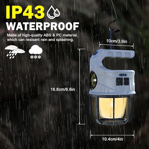 مصابيح يدوية قابلة لإعادة الشحن، فانوس التخييم، مصابيح تخييم LED من QUUREN مع مصباح يدوي ووضع الفانوس، كشاف مقاوم للماء مع لوحة شمسية لشحن انقطاع التيار الكهربائي، كشاف طوارئ للمشي لمسافات طويلة في الهواء الطلق in Kuwait