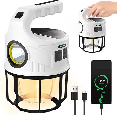 مصابيح يدوية قابلة لإعادة الشحن، فانوس التخييم، مصابيح تخييم LED من QUUREN مع مصباح يدوي ووضع الفانوس، كشاف مقاوم للماء مع لوحة شمسية لشحن انقطاع التيار الكهربائي، كشاف طوارئ للمشي لمسافات طويلة في الهواء الطلق in Kuwait