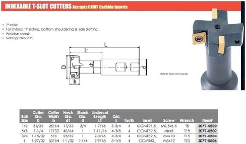 HHIP 2077-0504 Indexable T-Slot Cutter, 3/4 x 1-15/32 x 5/8 x 1 in Saudi Arabia