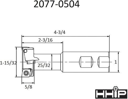 HHIP 2077-0504 Indexable T-Slot Cutter, 3/4 x 1-15/32 x 5/8 x 1 in Saudi Arabia