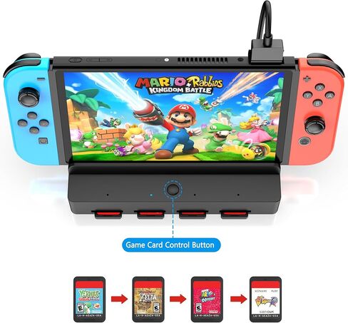 قارئ بطاقات ألعاب RREAKA Switch، نسخة مطورة من محول ألعاب متعدد التبديل، 4 بطاقات قراءة سريعة لمحولات التبديل لنينتندو سويتش/سويتش OLED in Kuwait