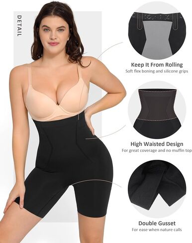 FeelinGirl Womens Shapewear Tummy Control High Waisted Seamless Body Shaper Shorts Girdle Butt Lifting Panties Thigh Slimmer Black in Saudi Arabia
