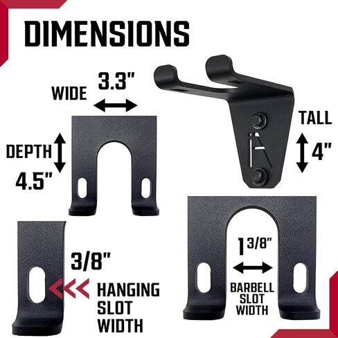 IRON AMERICAN Alpha Barbell Gym Wall Mount Storage 200+ Pound Capacity - Multi-Use Barbell Wall Holder, Barbell Hanger 4.25 x 6.75 x 7.25 Inches - Holds Any Standard Olympic Barbell - Hardware Included in Saudi Arabia