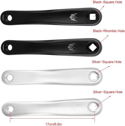 Tbest Bike Crank Arm 170mm Aluminium Alloy Left Crank Set Chain Set for MTB Road Bicycle, Square Rhombic Hole in Saudi Arabia