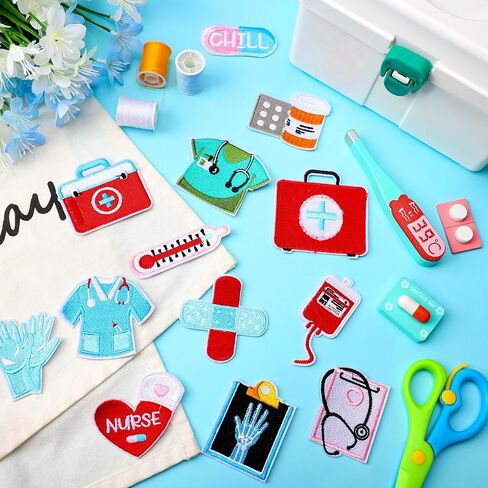 Yuxung 48 Pcs Nurse's Day Embroidered Patches Nursing Sew Iron on Applique Cute Medical Patch Decorative Repair Patch Emblem Nurse's Day Gifts DIY Crafts Accessories for Clothing Jacket Backpack Hat in Saudi Arabia