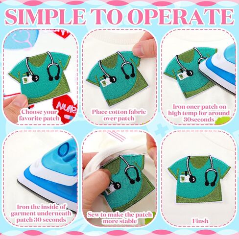 Yuxung 48 Pcs Nurse's Day Embroidered Patches Nursing Sew Iron on Applique Cute Medical Patch Decorative Repair Patch Emblem Nurse's Day Gifts DIY Crafts Accessories for Clothing Jacket Backpack Hat in Saudi Arabia