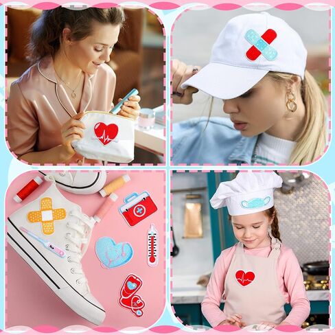 Yuxung 48 Pcs Nurse's Day Embroidered Patches Nursing Sew Iron on Applique Cute Medical Patch Decorative Repair Patch Emblem Nurse's Day Gifts DIY Crafts Accessories for Clothing Jacket Backpack Hat in Saudi Arabia