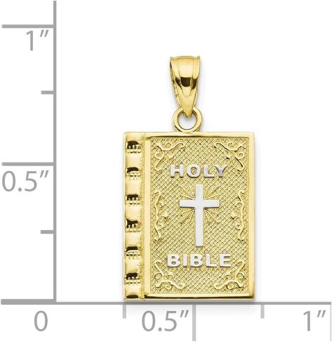 Solid 10k Yellow Gold Two Toned Holy Bible Charm Pendant - 23mm x 13mm in Saudi Arabia