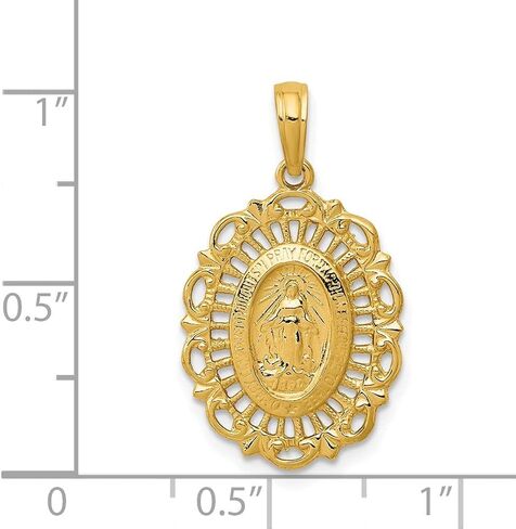 Diamond2Deal قلادة ميدالية معجزة بيضاوية من الذهب الأصفر عيار 14 قيراط بطول 26 ملم مجوهرات راقية للنساء (الطول - 26.2 ملم، العرض - 15.6 ملم) in Saudi Arabia