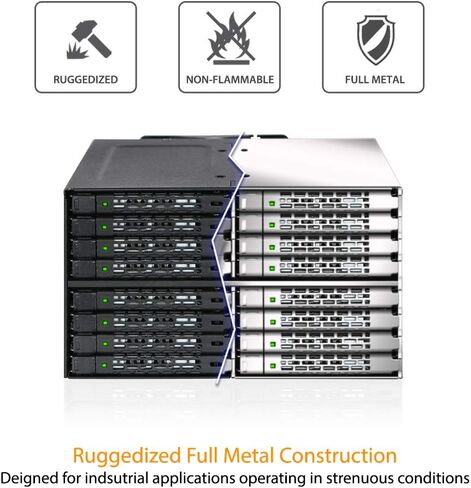 ICY DOCK 4 Bay 2.5 SAS/SATA HDD/SSD Metal Mobile Rack Enclosure for 5.25" Bay (with Fan Control) | ToughArmor MB607SP-B in Saudi Arabia