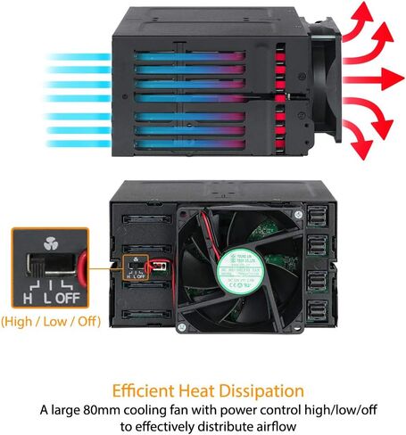 ICY DOCK 4 Bay 2.5 SAS/SATA HDD/SSD Metal Mobile Rack Enclosure for 5.25" Bay (with Fan Control) | ToughArmor MB607SP-B in Saudi Arabia
