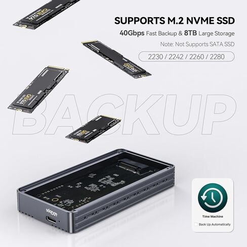 Minisopuru 40Gbps M.2 NVMe SSD Enclosure with Thunderbolt Cable, 8TB Thunderbolt NVME Enclosure for M1 M2 Pro/Max, USB4/3.2/3.1/3.0/2.0, Thunderbolt Enclosure Support 2280/2260/2242/2230 M & B+M-Key in Saudi Arabia