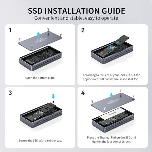 Minisopuru 40Gbps M.2 NVMe SSD Enclosure with Thunderbolt Cable, 8TB Thunderbolt NVME Enclosure for M1 M2 Pro/Max, USB4/3.2/3.1/3.0/2.0, Thunderbolt Enclosure Support 2280/2260/2242/2230 M & B+M-Key in Saudi Arabia