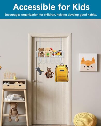 Rumara Over The Door Hooks, Towel Racks with Basket, Over The Door Hanger for Coat Clothes & Bag, Back of Door Organizer Hanging for Bathroom Bedroom & Closet, Behind Door Shelves in Saudi Arabia