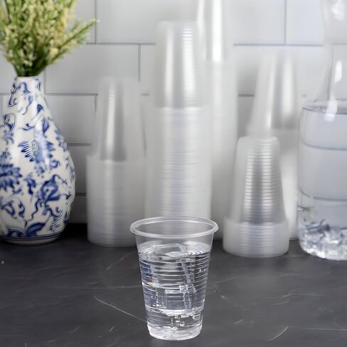 Bluesky Trading Clear Plastic Cups - 7 oz. (Pack of 100) - Disposable Plastic Drinkware, Perfect Clear Cups for Birthday Party Supplies, Weddings or Everyday Use in Saudi Arabia