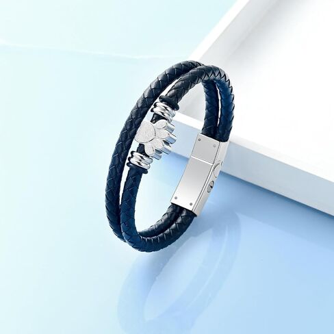 Hearbeingt Dog Paw Urn Bracelet for Ashes Braided Leather Cremation Jewelry for Ashes for Dog Cat Keepsake Bangle in Kuwait