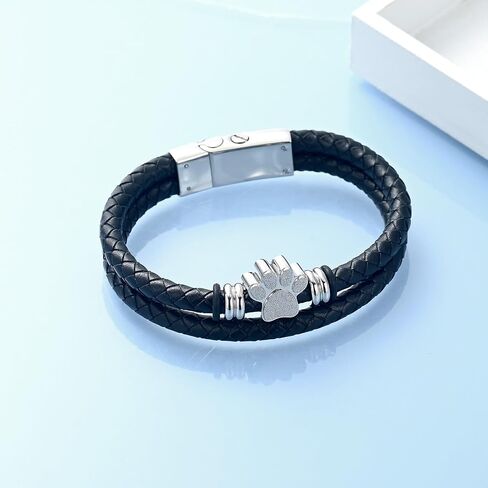 Hearbeingt Dog Paw Urn Bracelet for Ashes Braided Leather Cremation Jewelry for Ashes for Dog Cat Keepsake Bangle in Kuwait